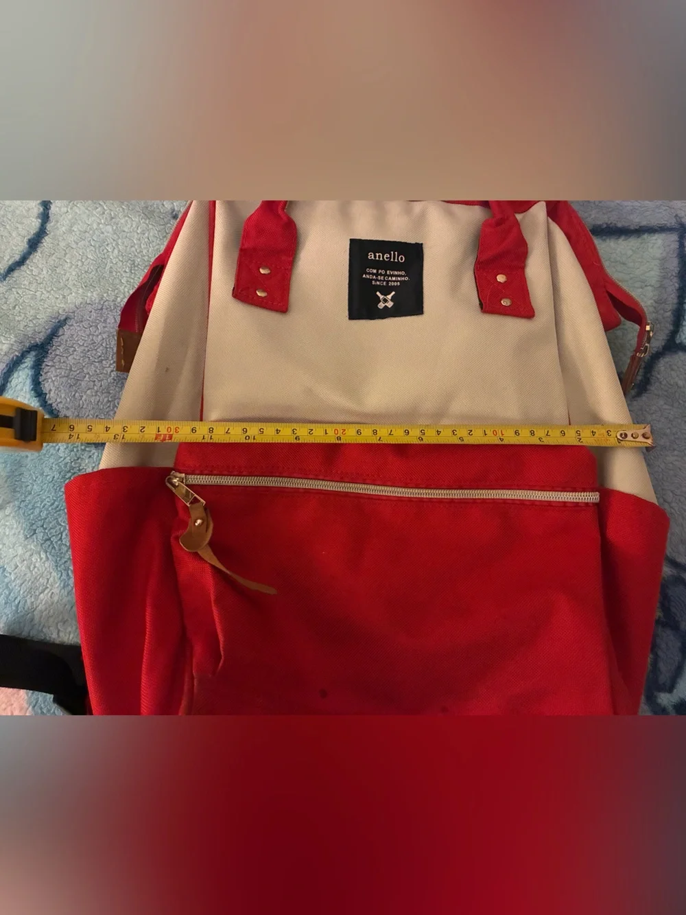 anello Red and Cream Canvas Daypack Backpack